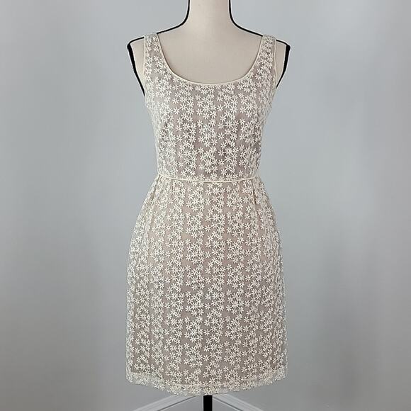 Anna Sui Floral Embroidered Sleeveless Ivory Sheath Dress 0 MINOR FLAWS - Picture 1 of 15